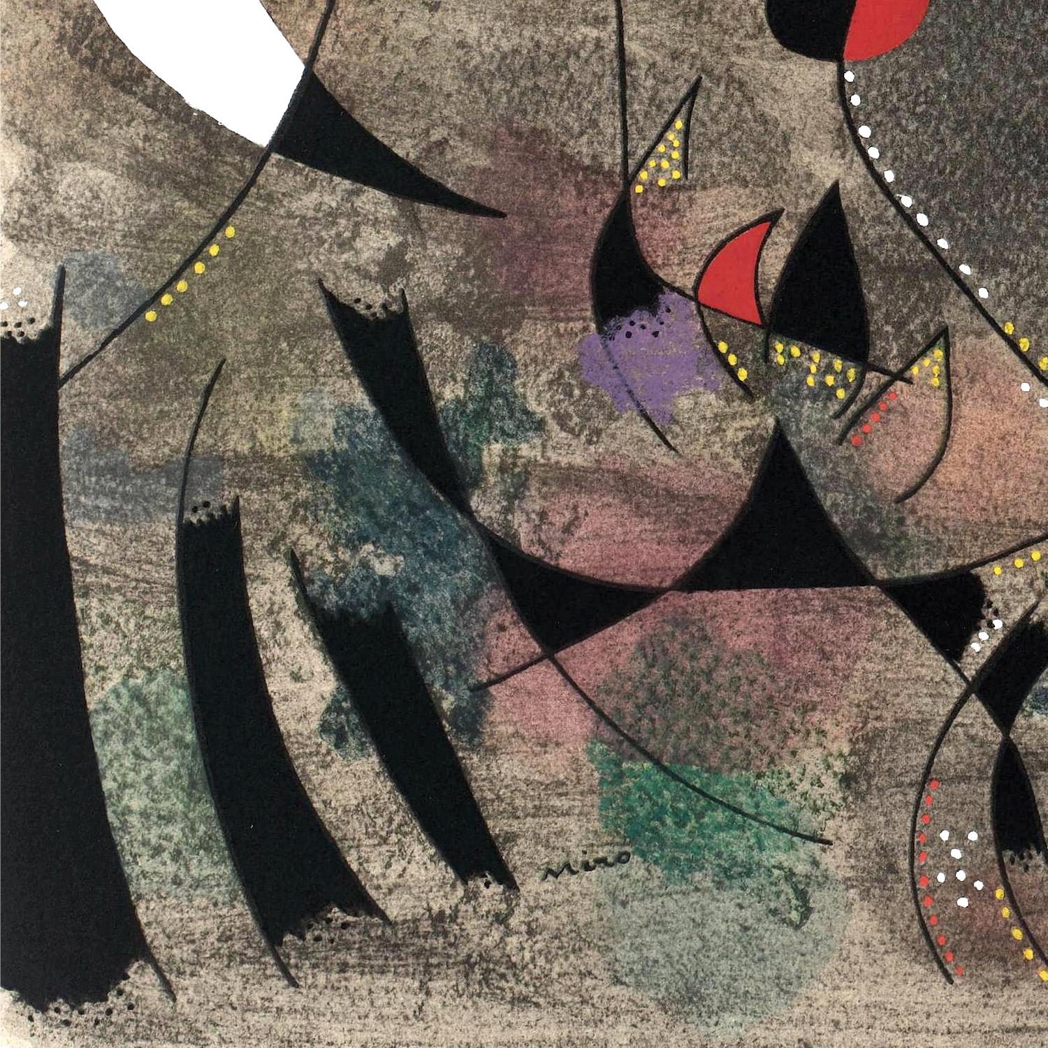 Abstract artwork with geometric shapes and colors on a textured background