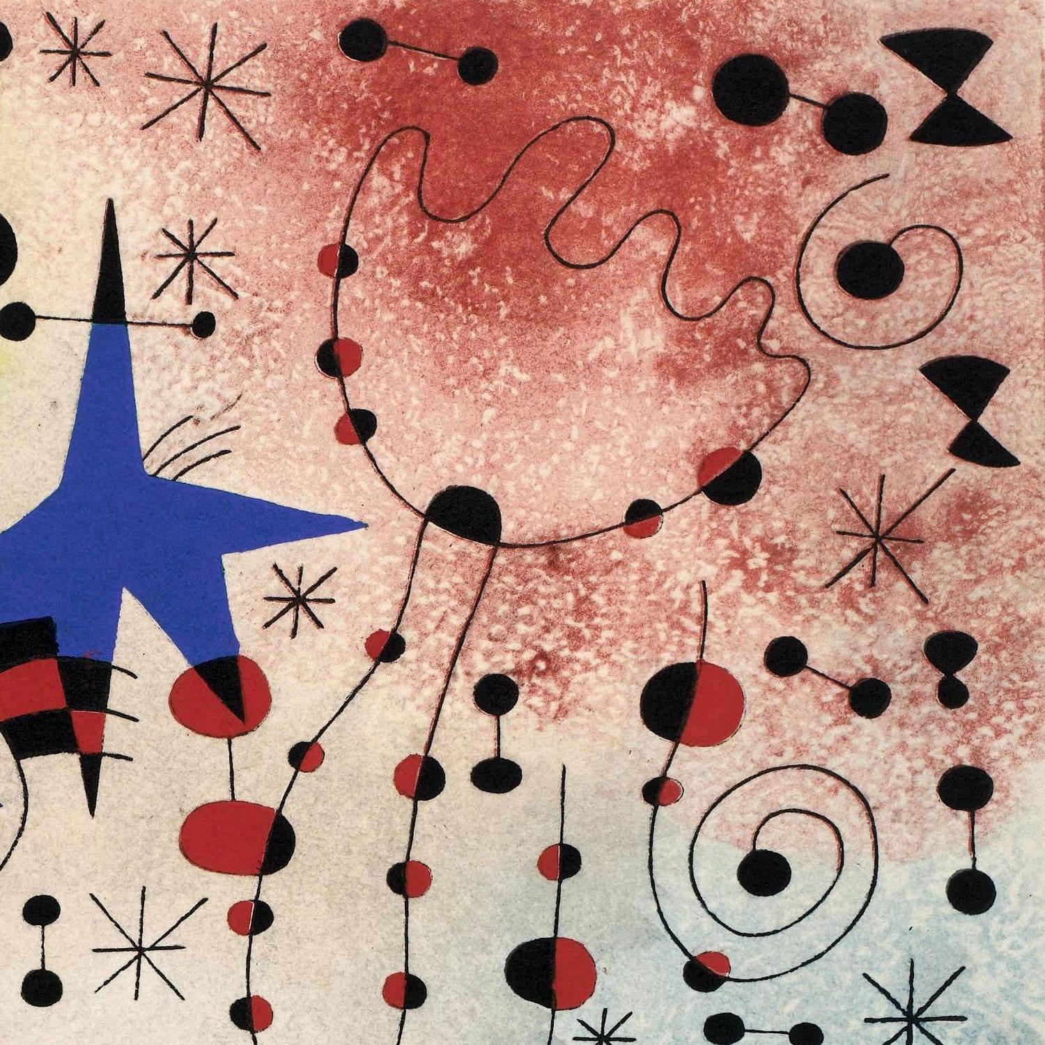 Abstract artwork with geometric shapes and colors on a textured background