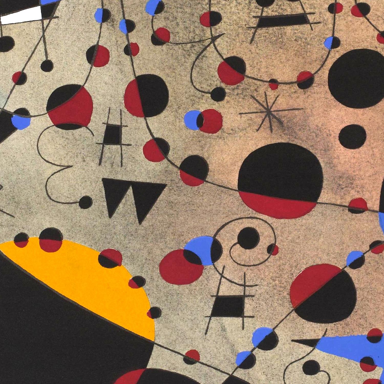 Abstract art with geometric shapes and colors on a textured background