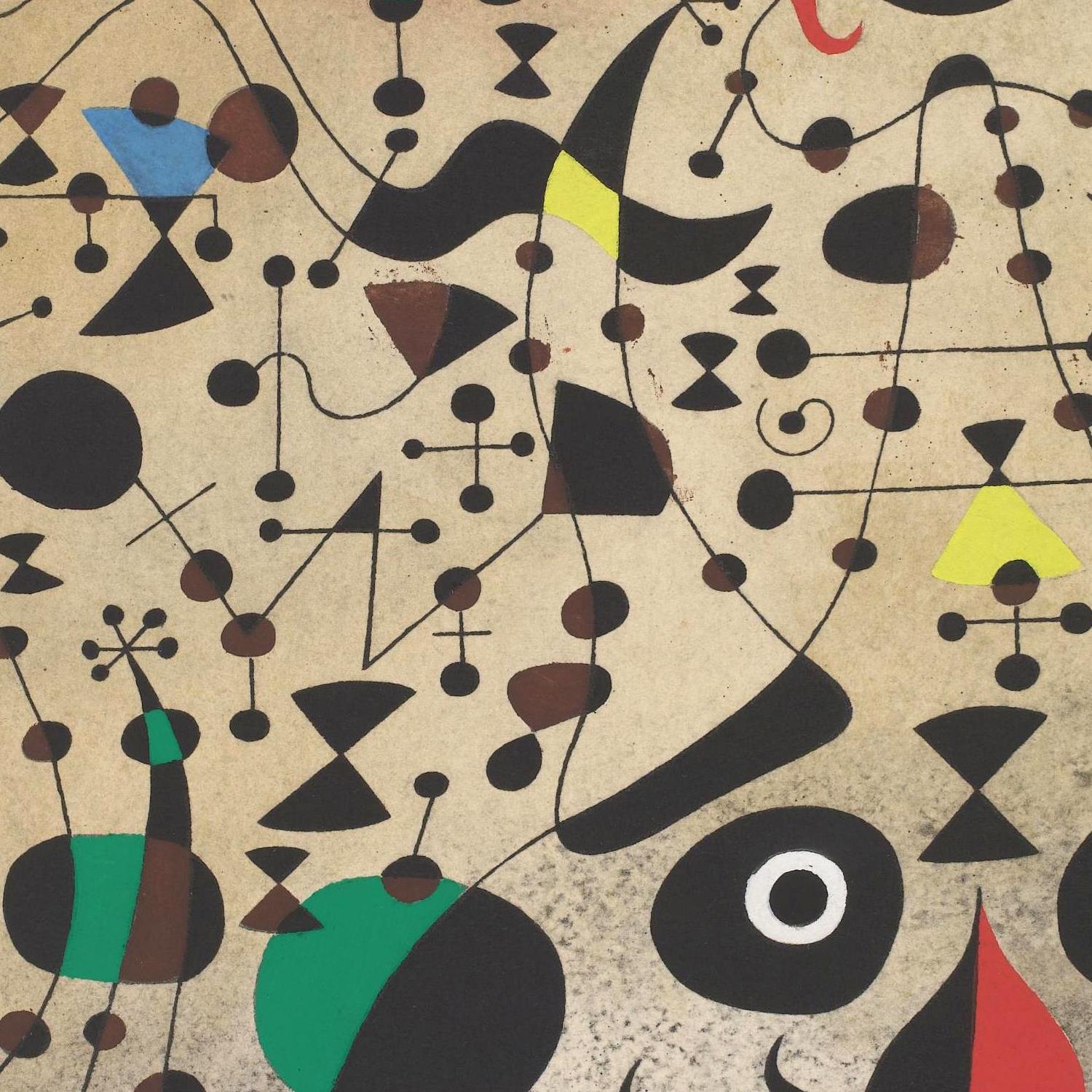 Abstract pattern with geometric shapes on a textured beige background