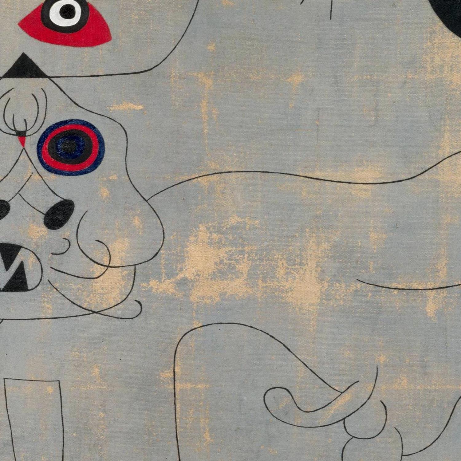 Abstract artwork with geometric shapes on a textured gray background