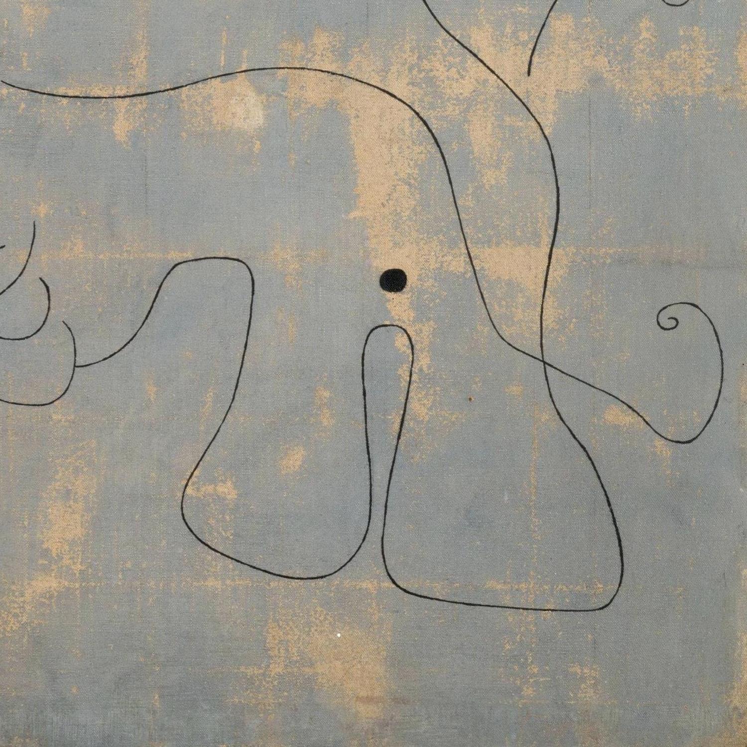 Abstract art with black lines on a textured gray and gold background