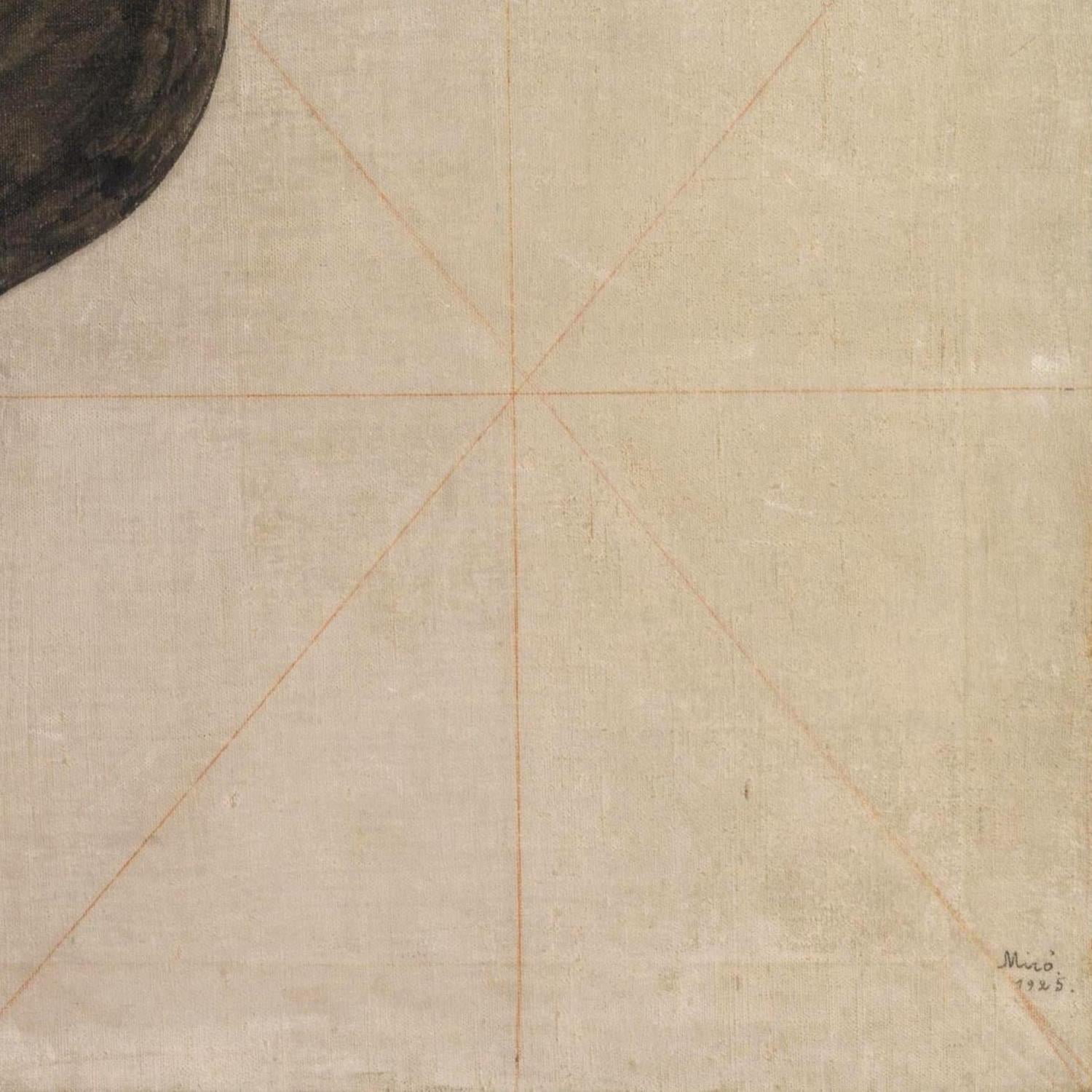 Textured beige surface with intersecting red lines and a corner cutout.