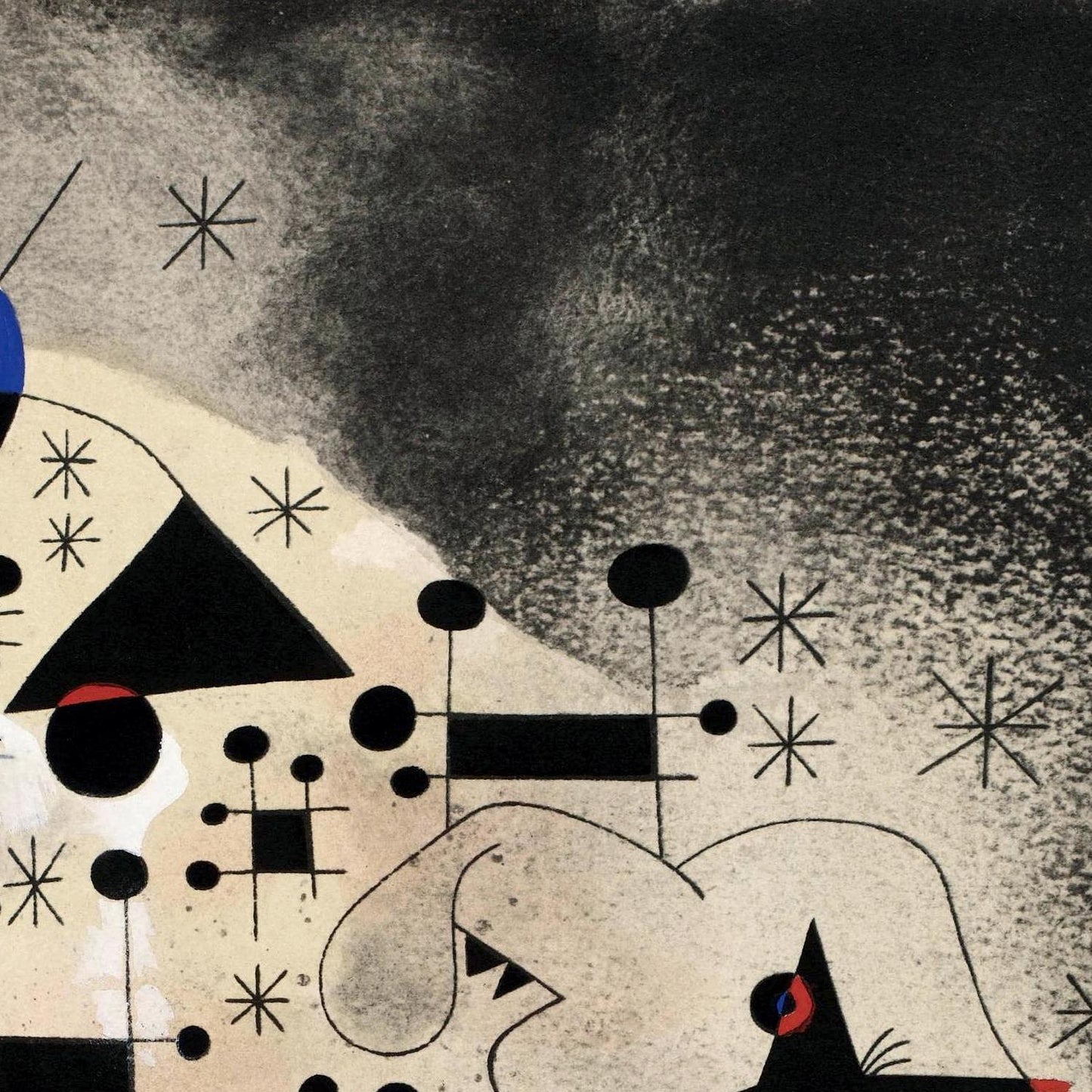 Abstract artwork with geometric shapes and patterns on a textured background