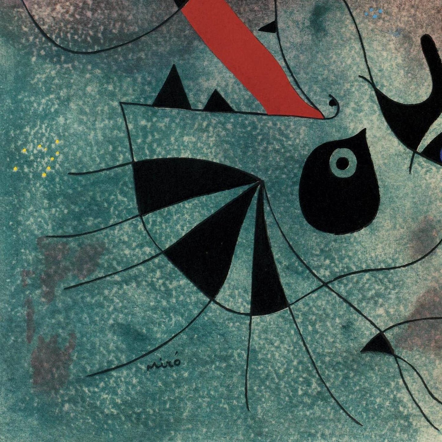 Abstract artwork with geometric shapes on a textured blue background