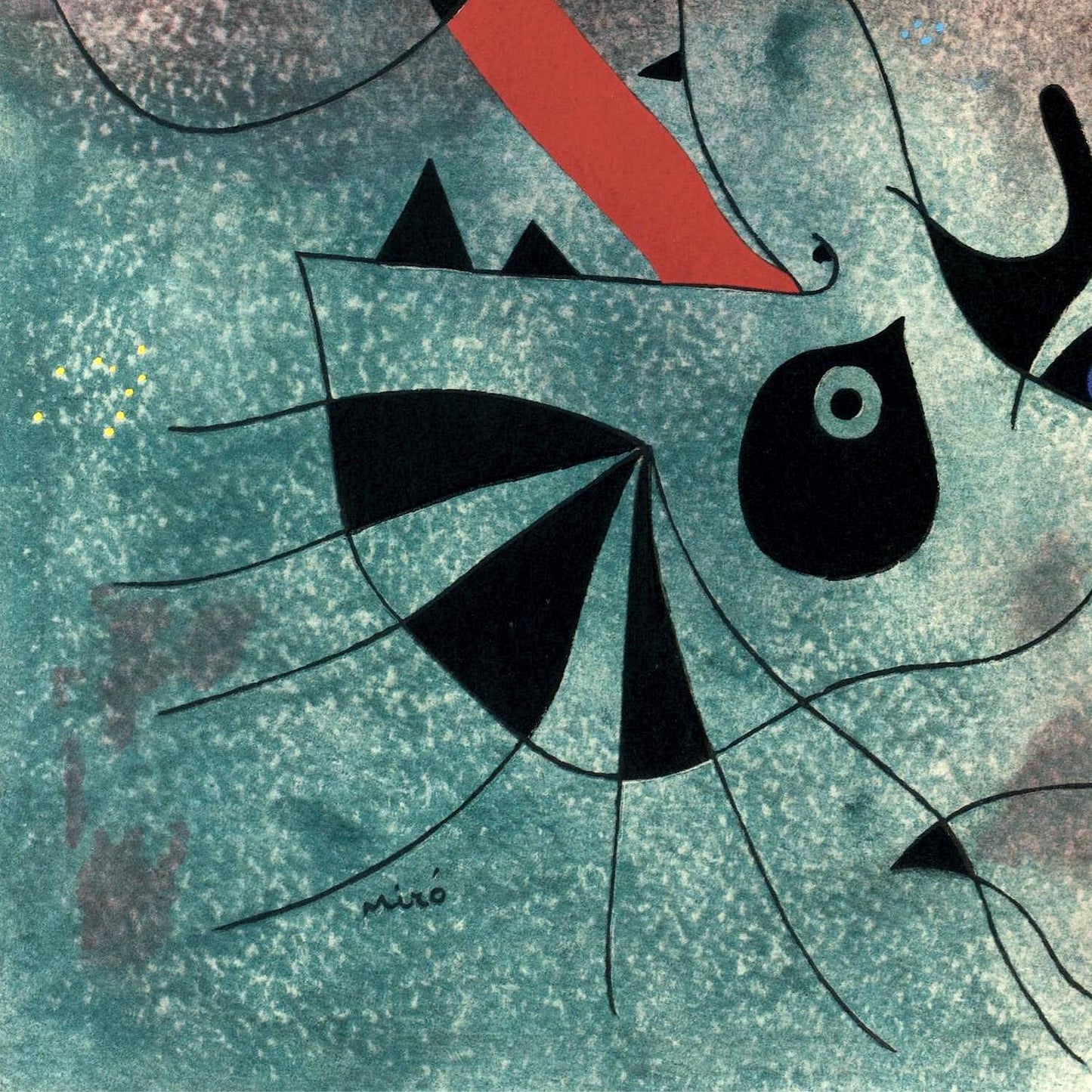 Abstract artwork with geometric shapes on a textured blue background