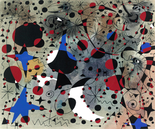 Abstract artwork with geometric shapes and bold colors