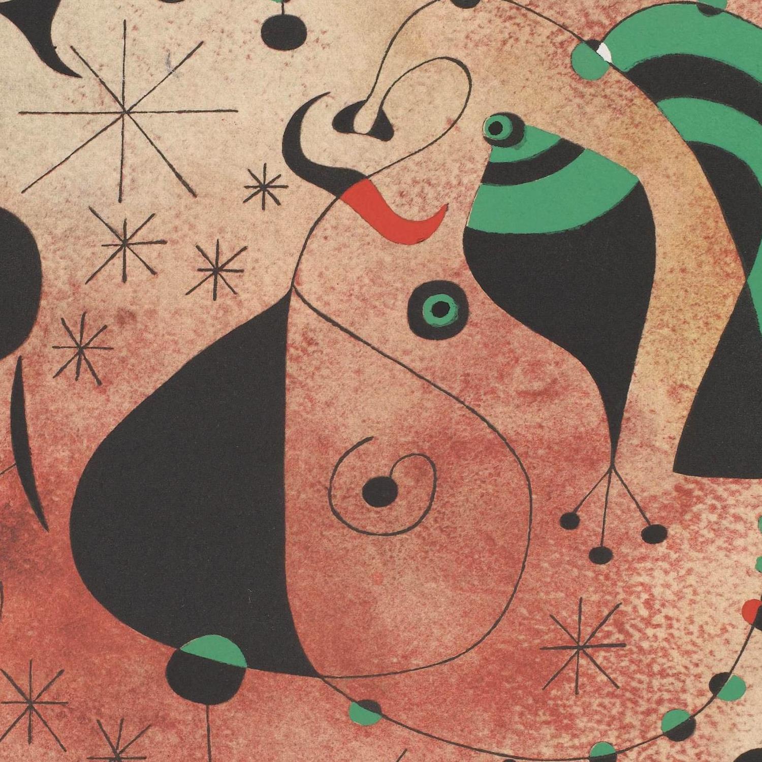 Abstract artwork with geometric shapes and colors on a textured background