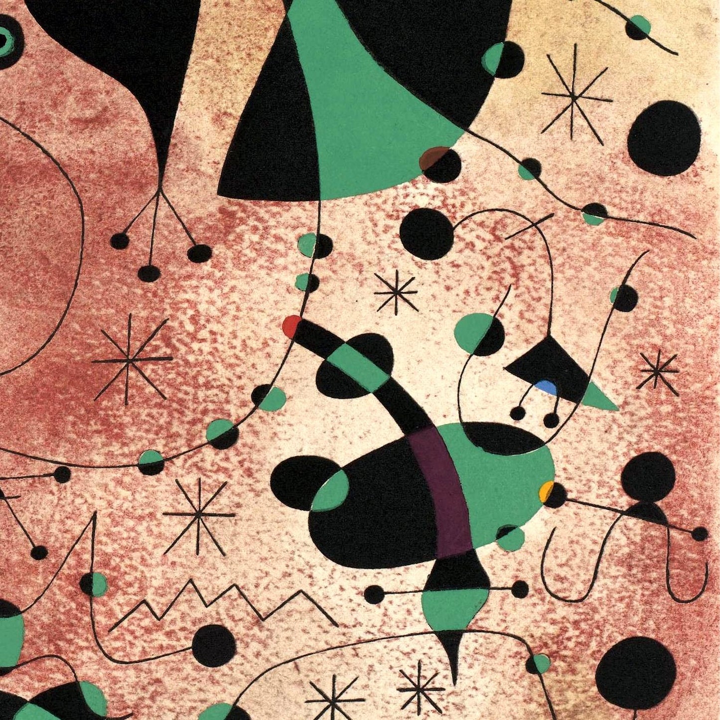 Abstract art with geometric shapes and patterns on a textured background