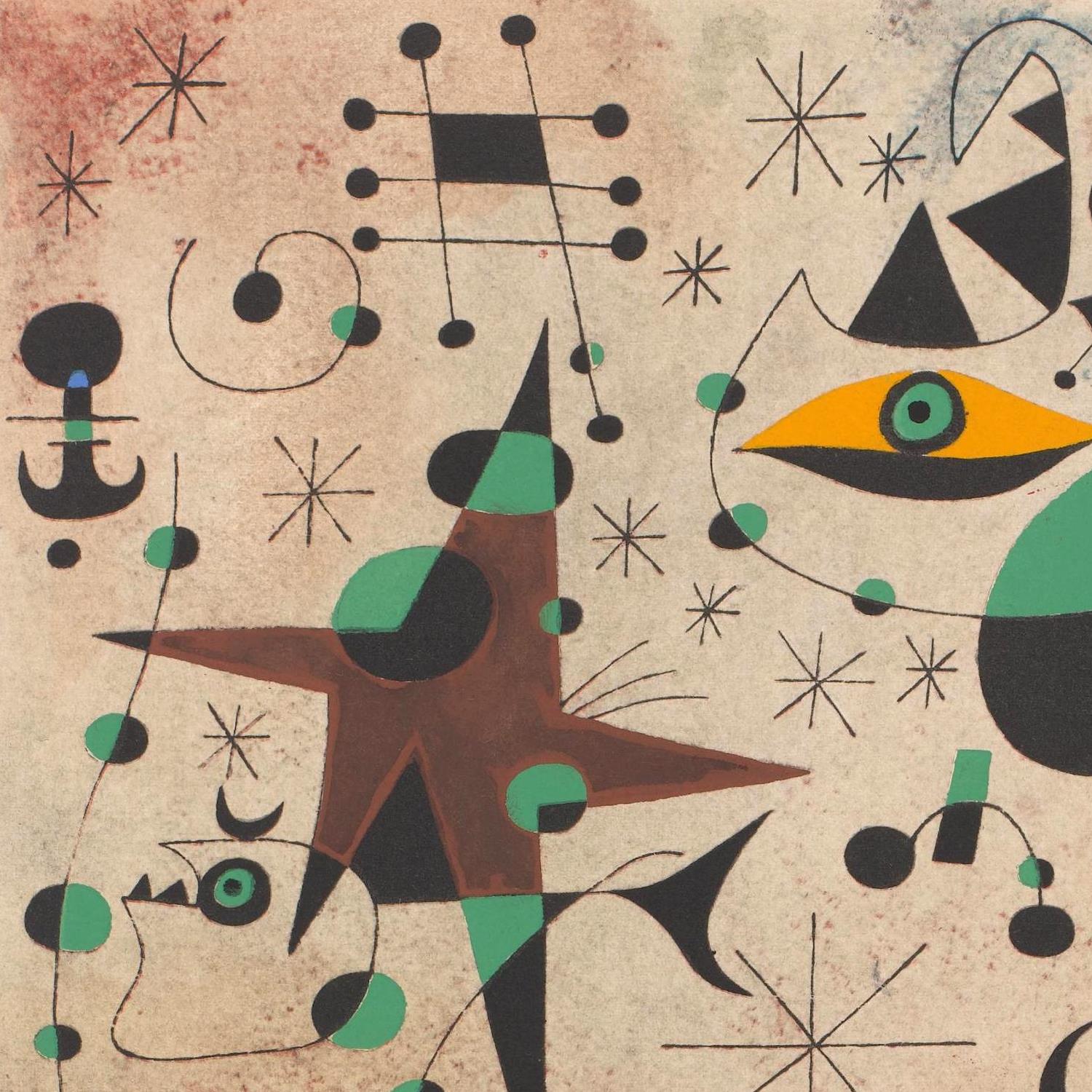 Abstract art with geometric shapes and patterns on a textured background