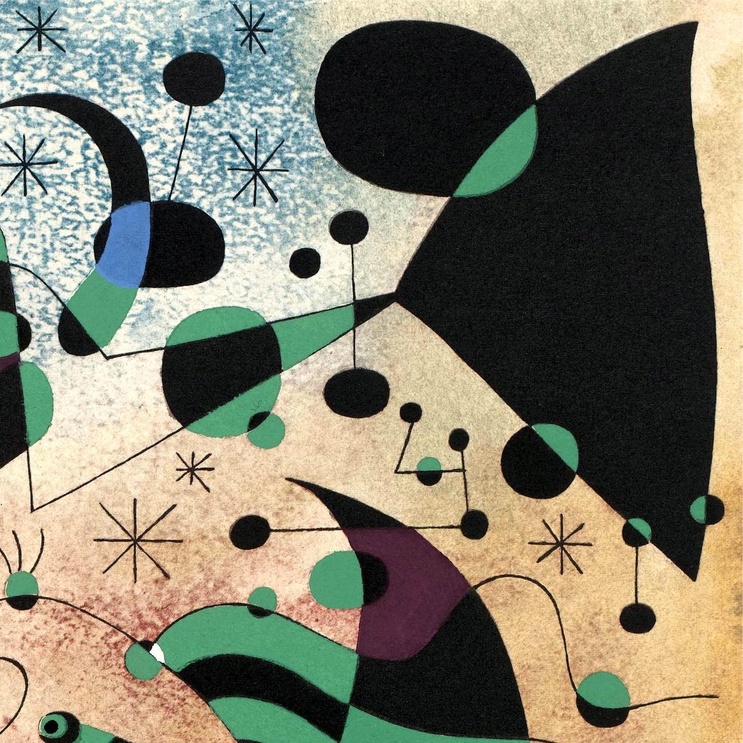 Abstract art with geometric shapes and patterns on a textured background