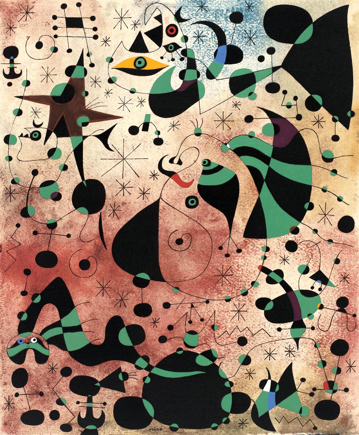 Abstract artwork with colorful geometric shapes and patterns