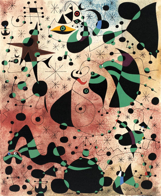 Abstract artwork with colorful geometric shapes and patterns