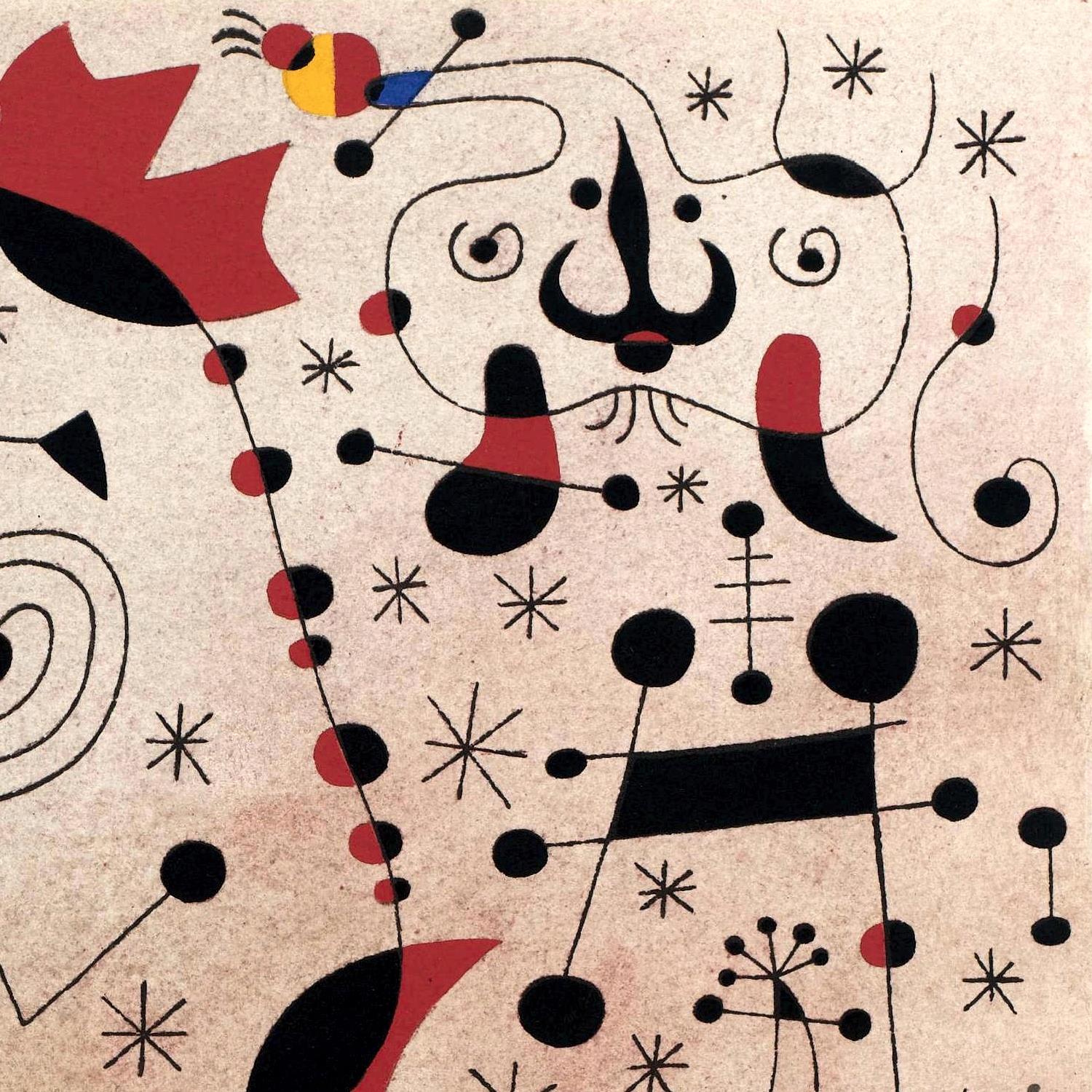 Abstract art with geometric shapes and patterns on a beige background
