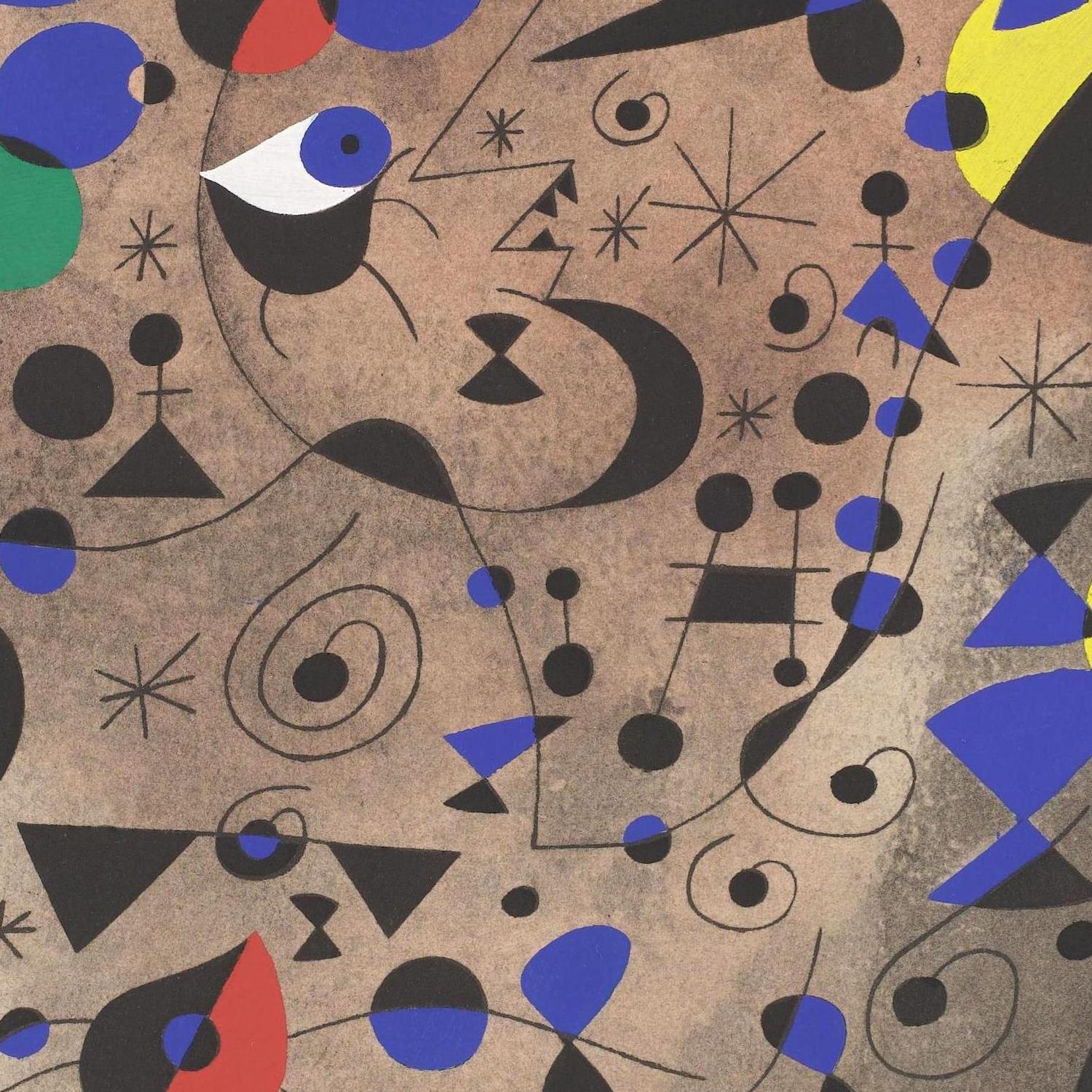 Abstract art with geometric shapes on a textured brown background