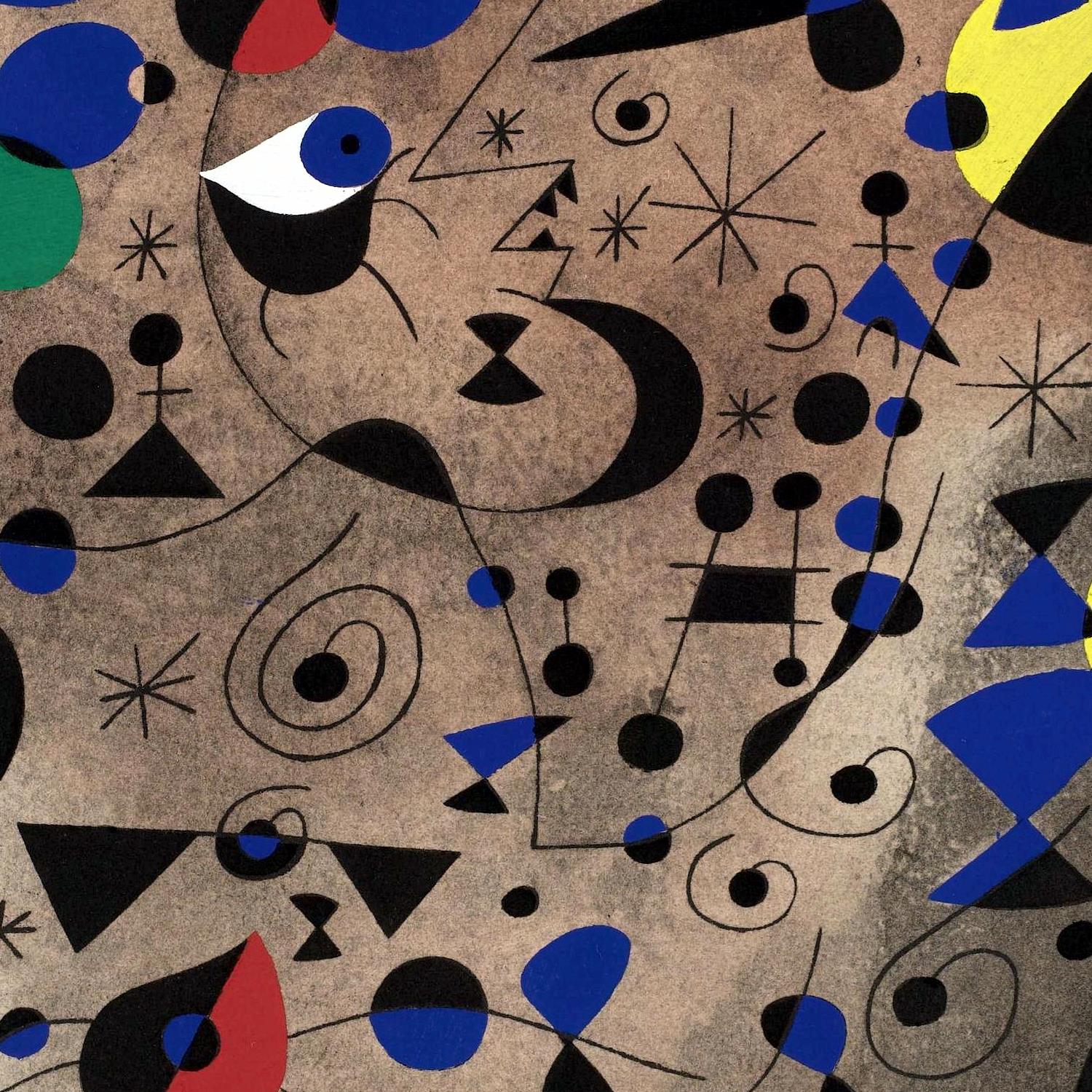 Abstract art with geometric shapes on a textured brown background