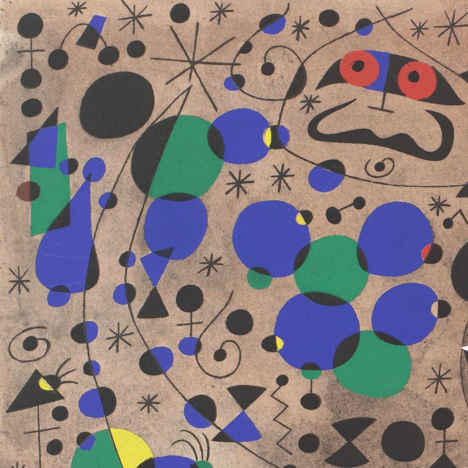 Abstract art with geometric shapes on a brown background