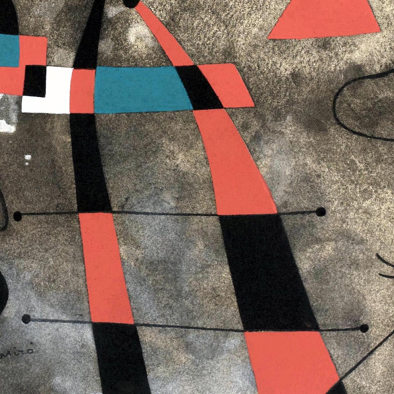 Abstract artwork with geometric shapes on a textured surface