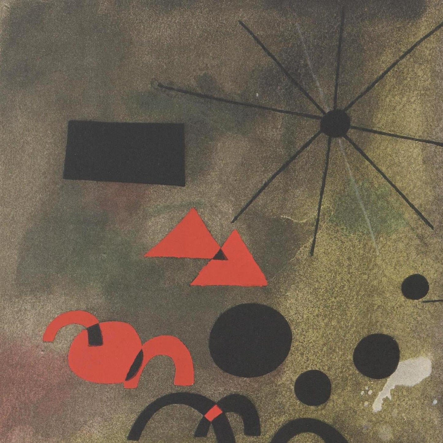 Abstract art piece with geometric shapes on a textured background