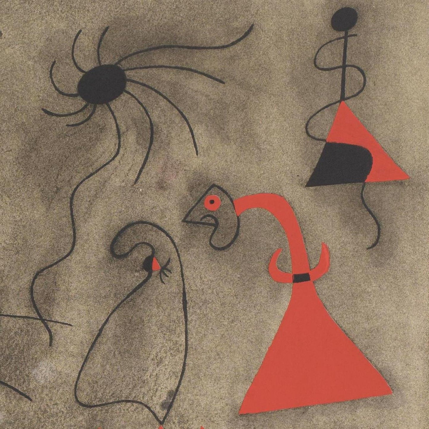 Abstract artwork with geometric shapes and lines on a textured background