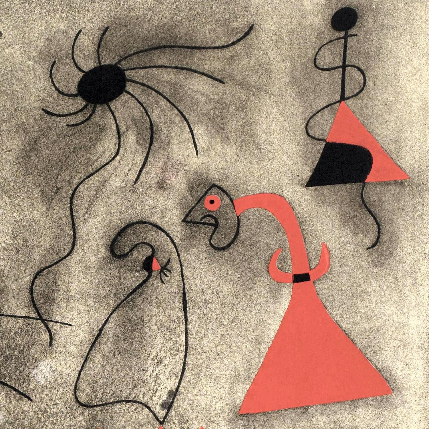 Abstract artwork with geometric shapes and lines on a textured background