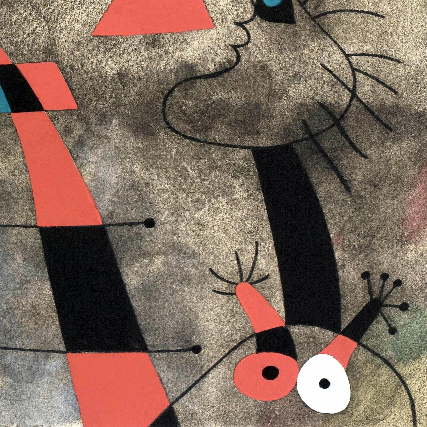 Abstract artwork with geometric shapes and bold lines on a textured background