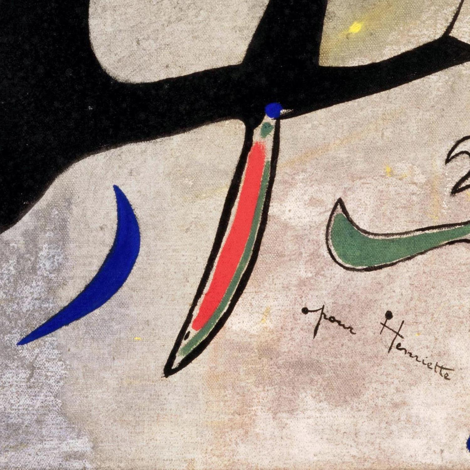 Abstract artwork with colorful geometric shapes on a textured beige background