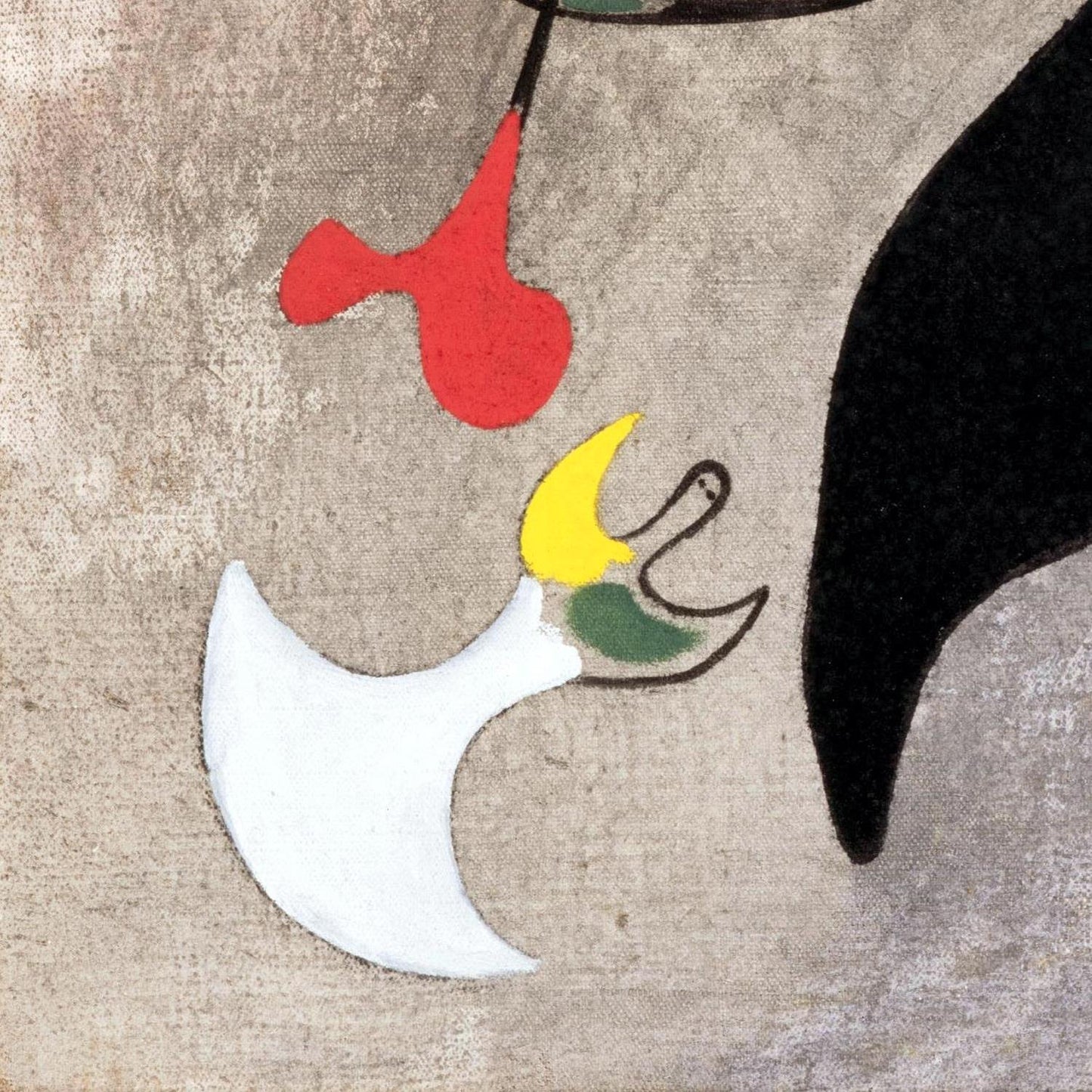 Abstract art with colorful shapes on a textured beige background