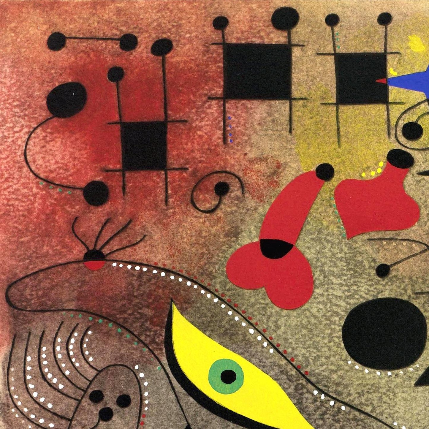 Abstract artwork with geometric shapes and bold colors