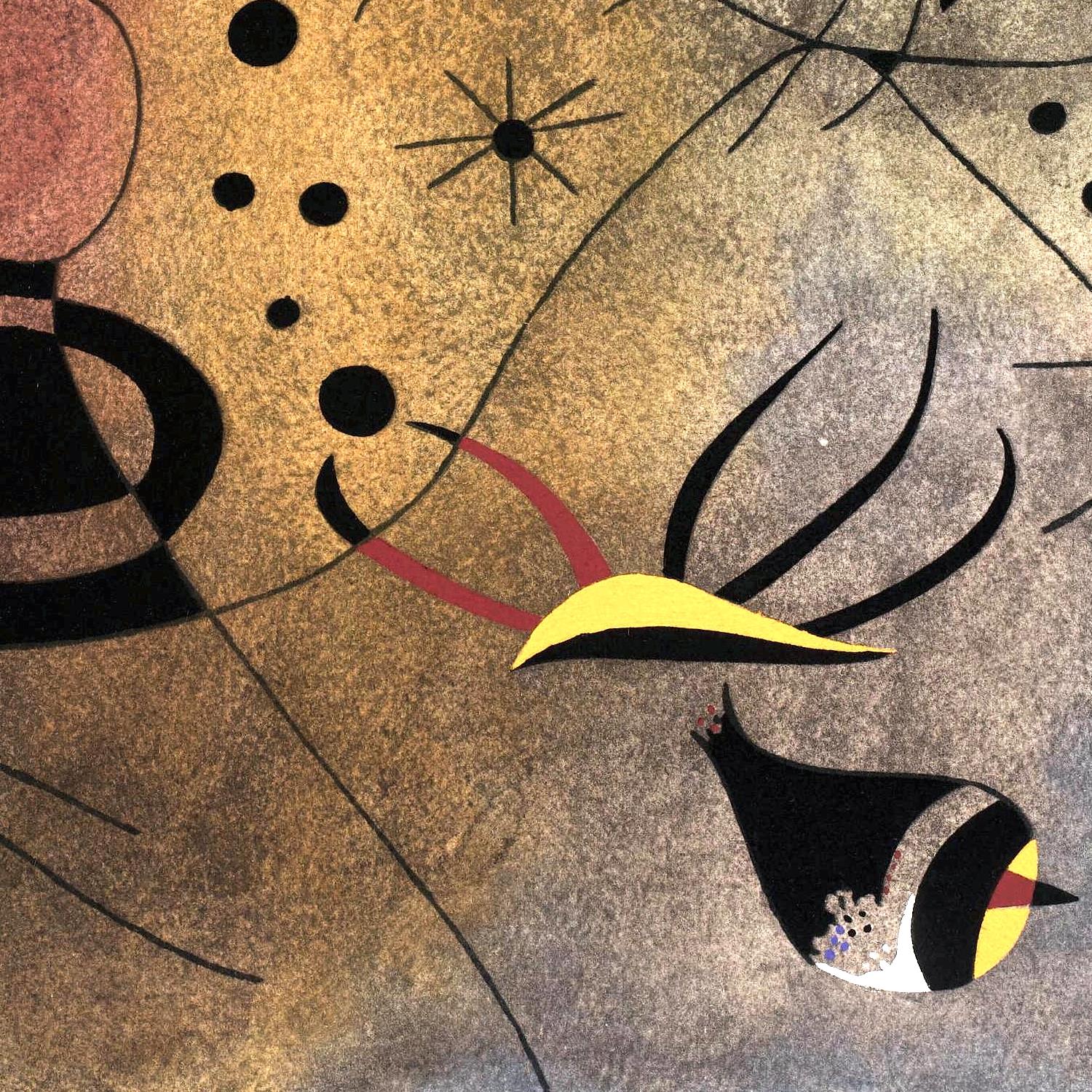 Abstract artwork with geometric shapes and a stylized face on a textured background