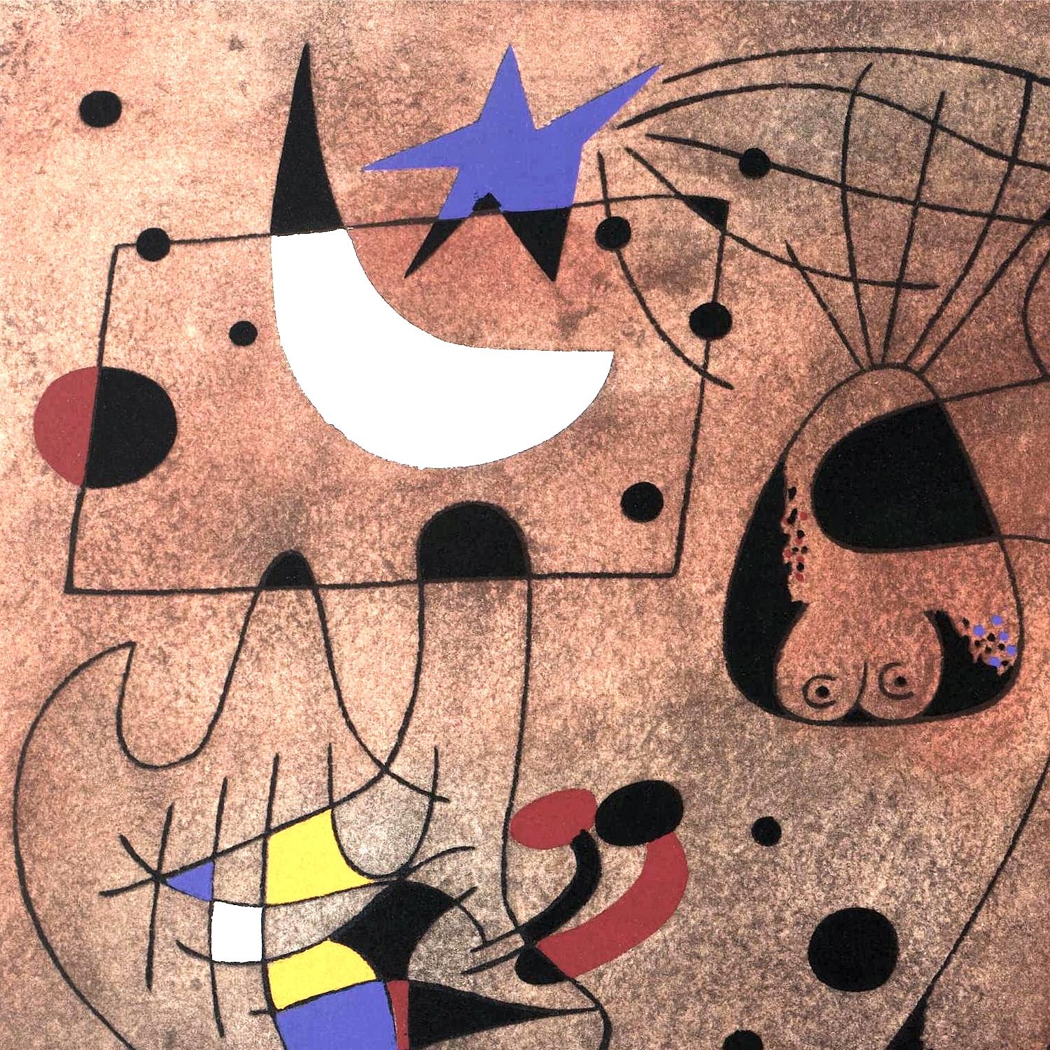 Abstract artwork with geometric shapes and colors on a textured background