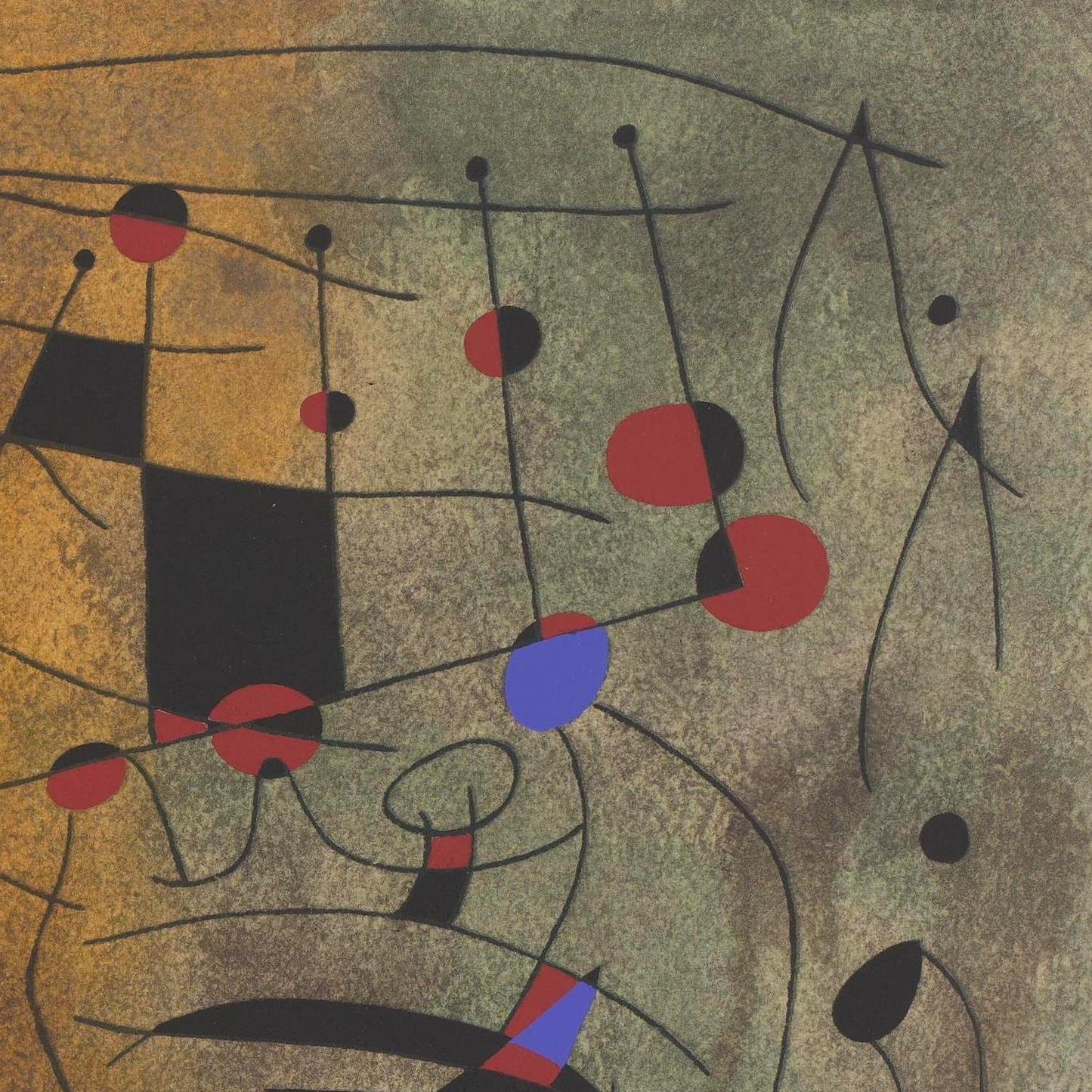 Abstract art with geometric shapes and colors on a textured background