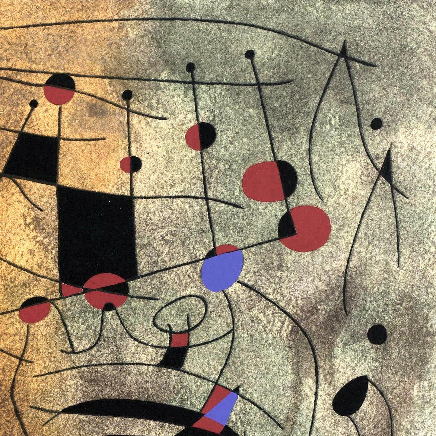 Abstract art with geometric shapes and colors on a textured background