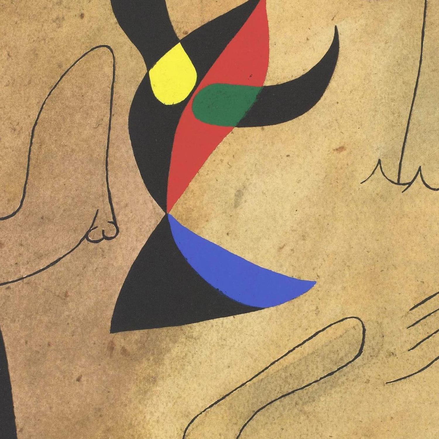 Abstract art with geometric shapes on a textured beige background