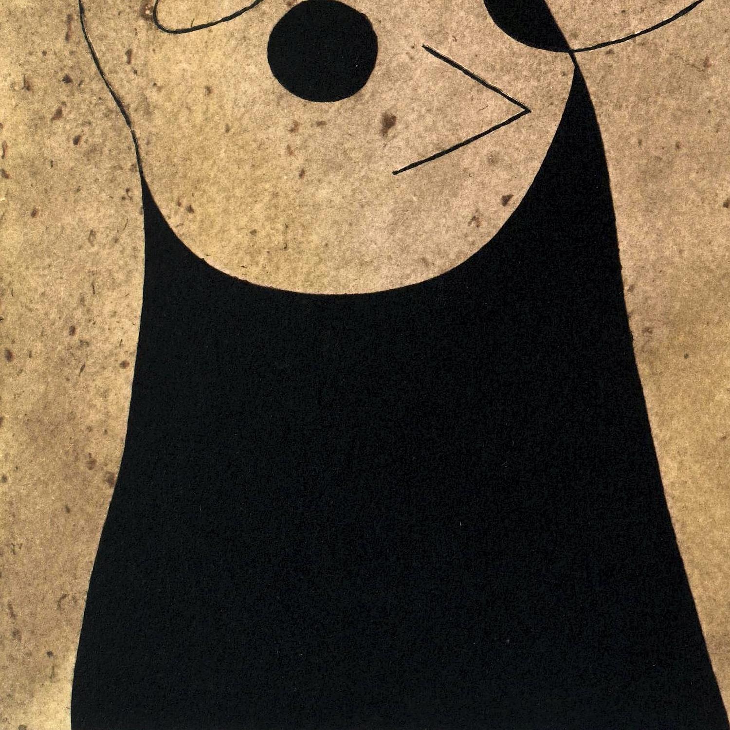 Black silhouette of a face on a textured brown background