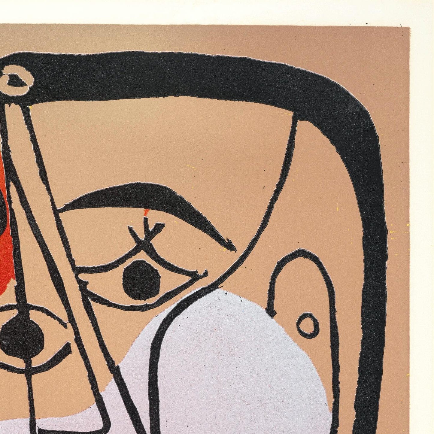 Abstract artwork with black lines on a beige background