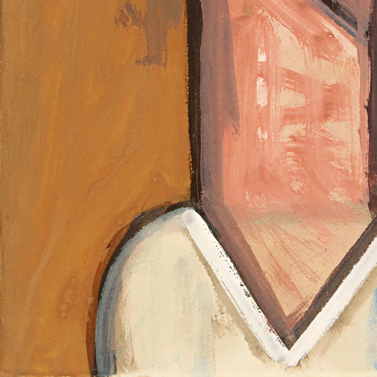 Close-up of a painting with abstract shapes and colors