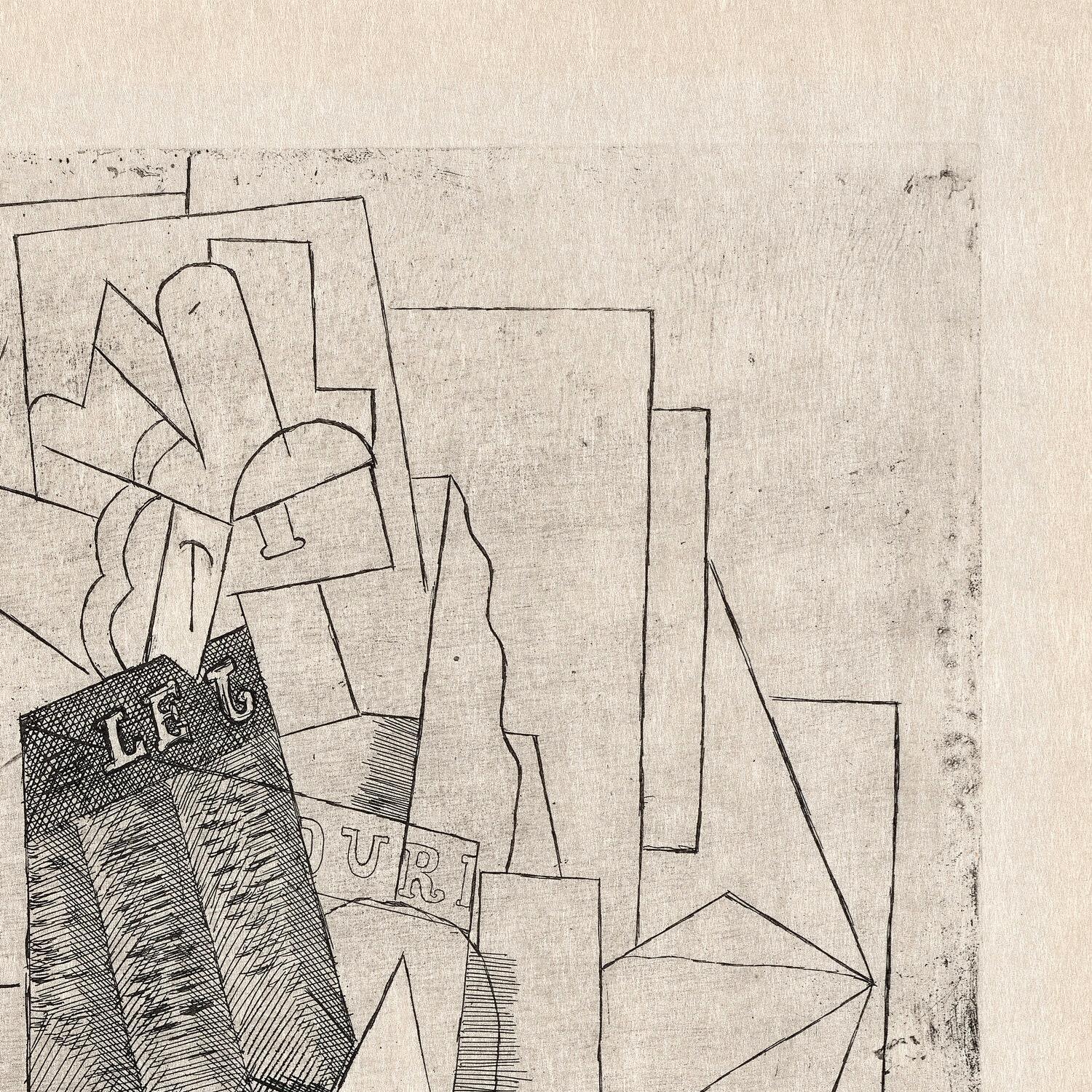 Abstract black and white artwork with geometric shapes on a textured beige background