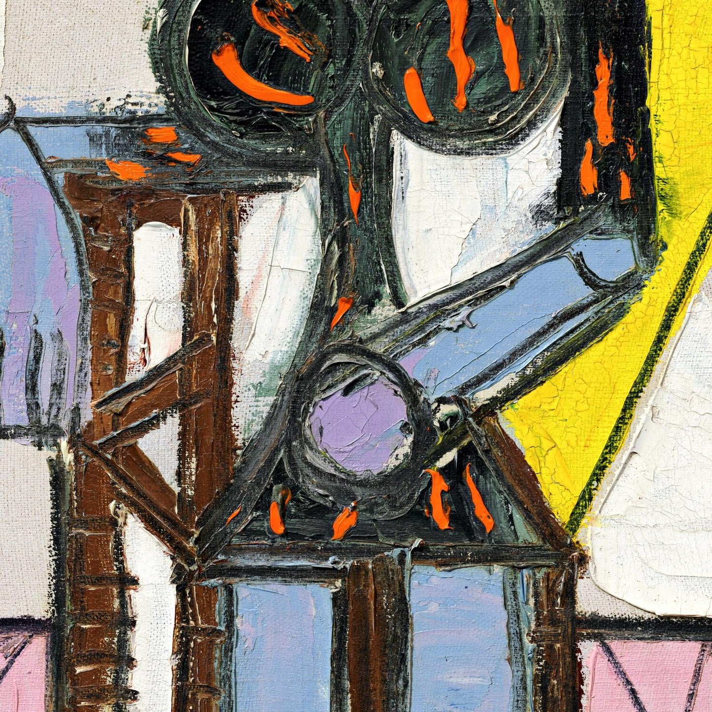 Abstract artwork with geometric shapes and vibrant colors