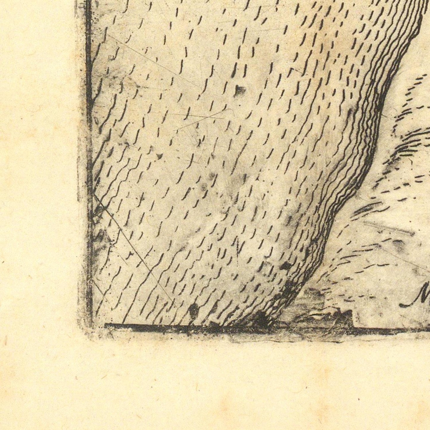 Vintage topographic map detail with contour lines on beige paper