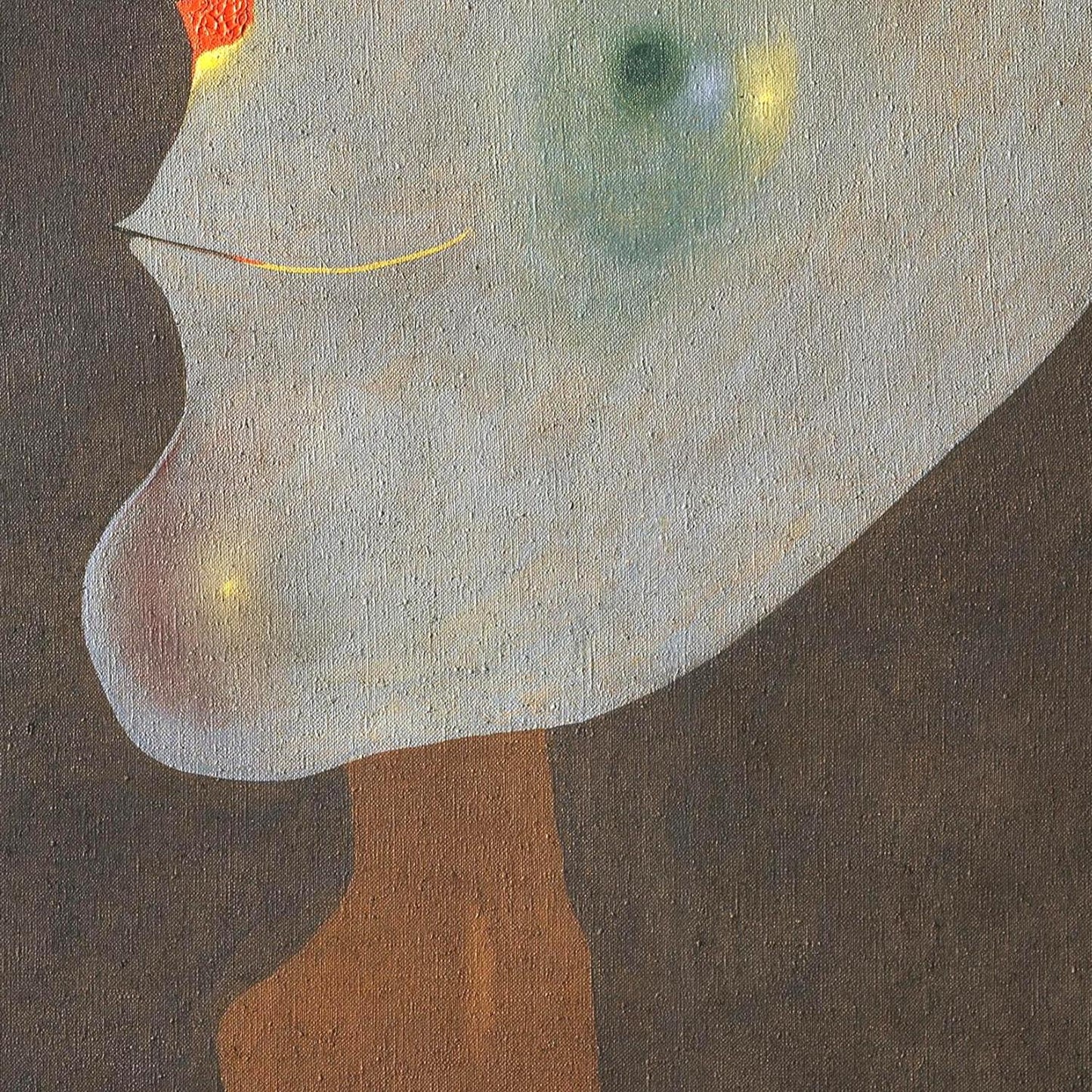 Abstract painting of a face with a textured background
