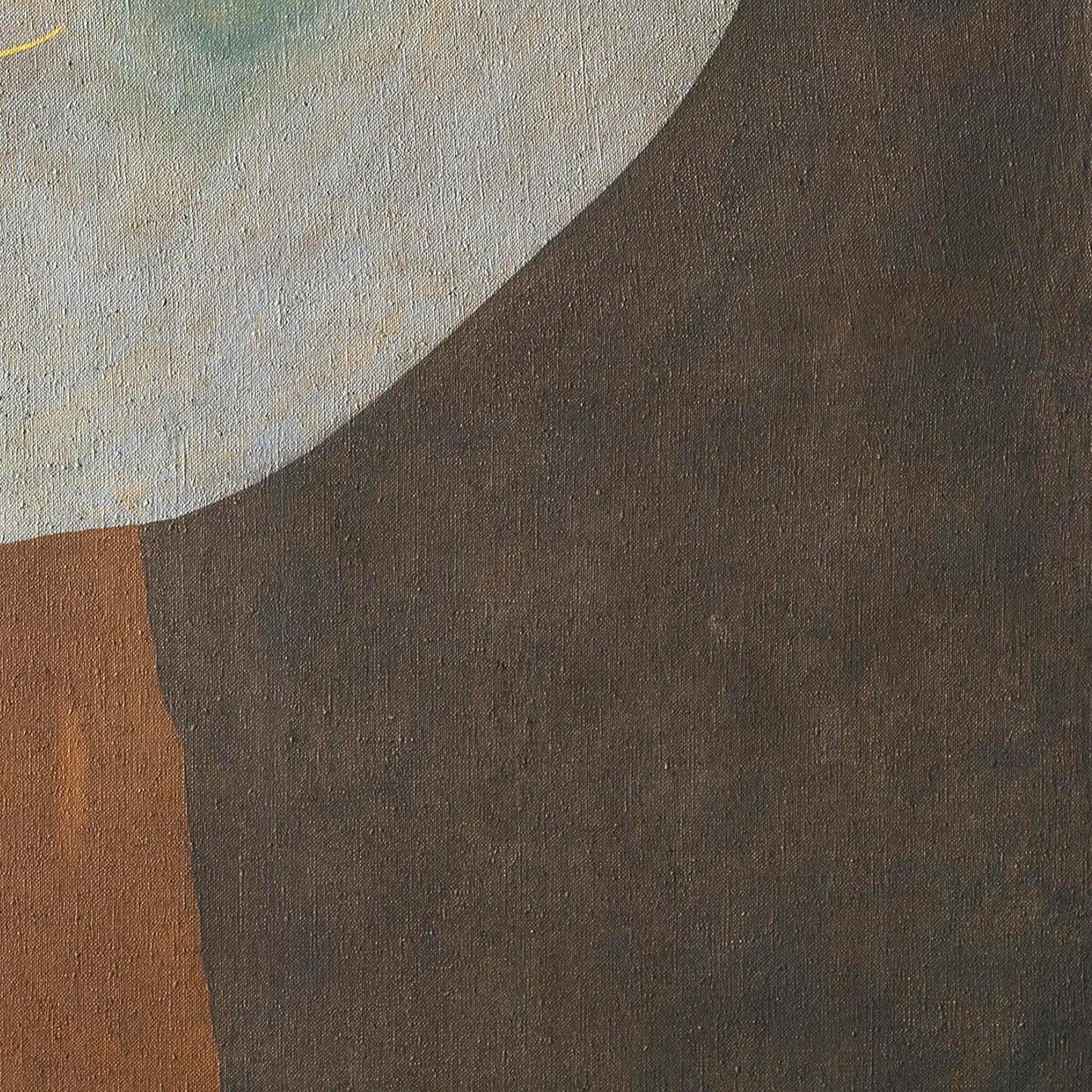 Abstract art with brown, gray, and green colors on a textured surface