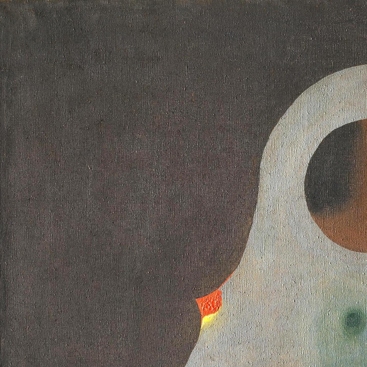 Abstract artwork with a dark background and circular shapes