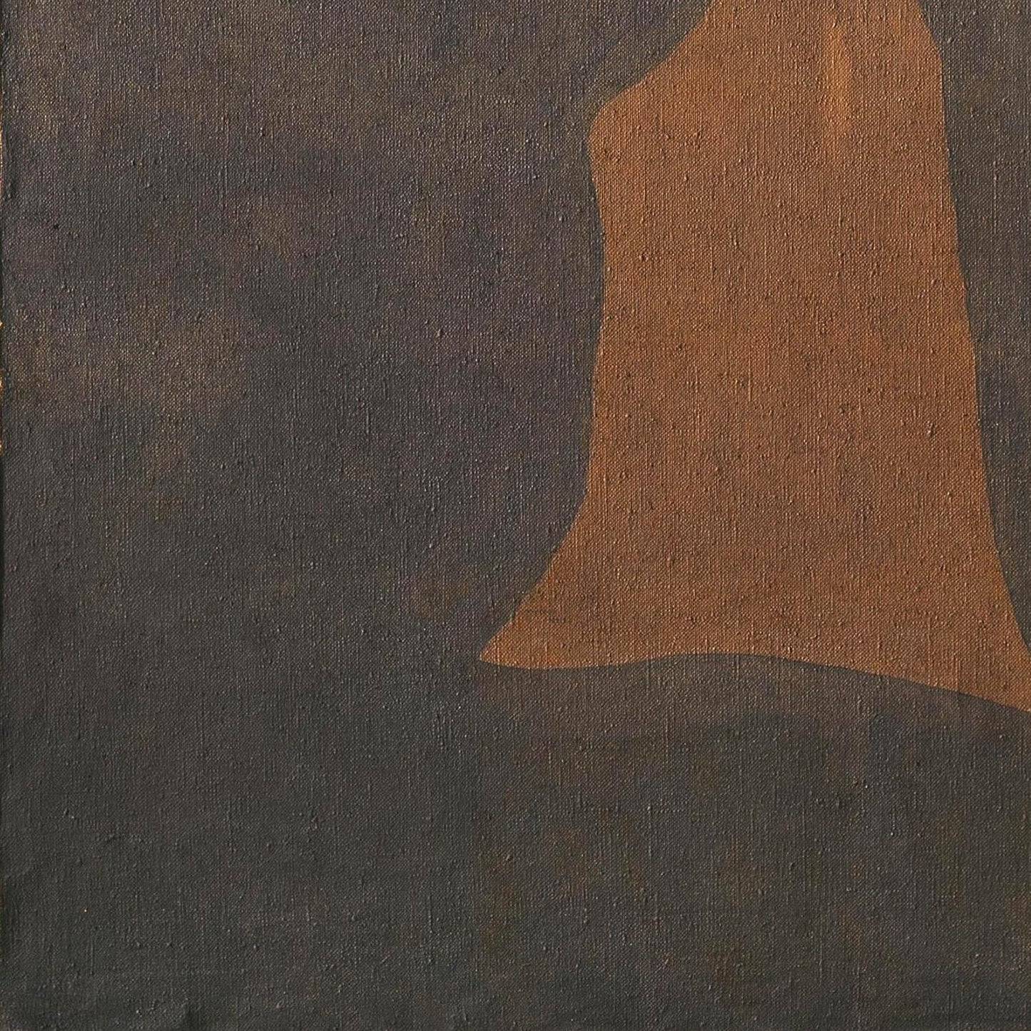 Abstract art with a brown shape on a textured dark background