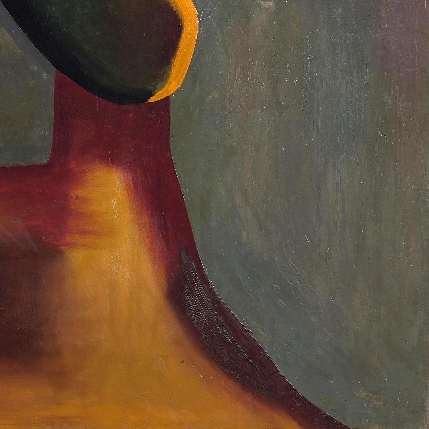 Abstract painting with warm colors on a textured background