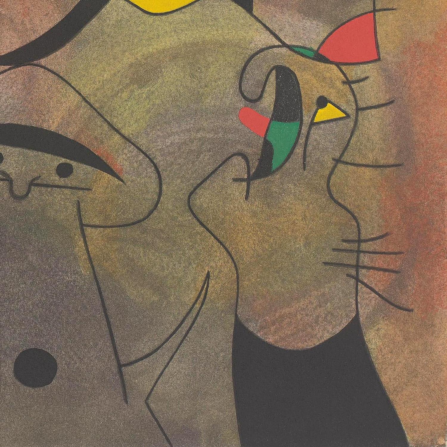 Abstract artwork with geometric shapes and colors on a textured background