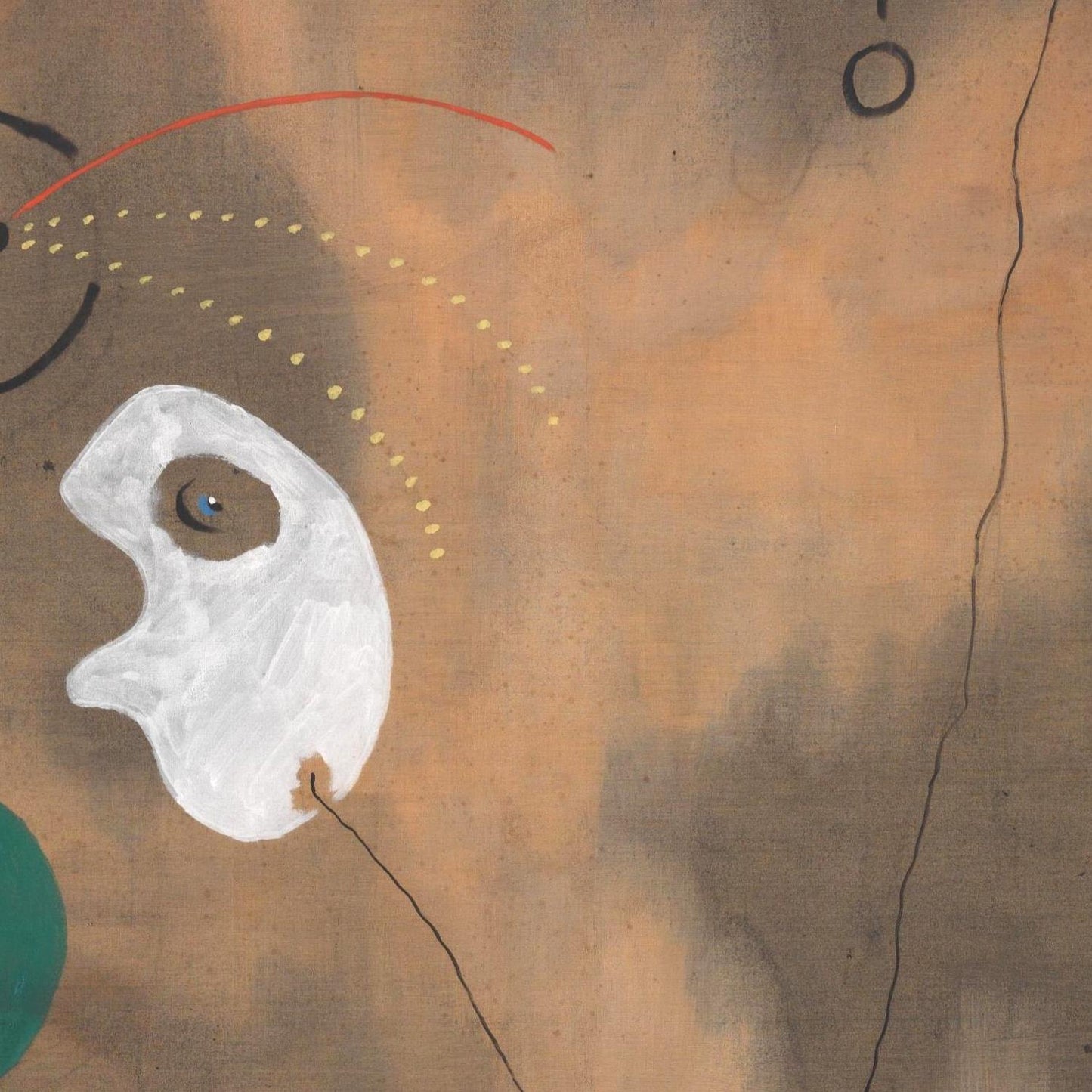 Abstract artwork with geometric shapes on a textured brown background