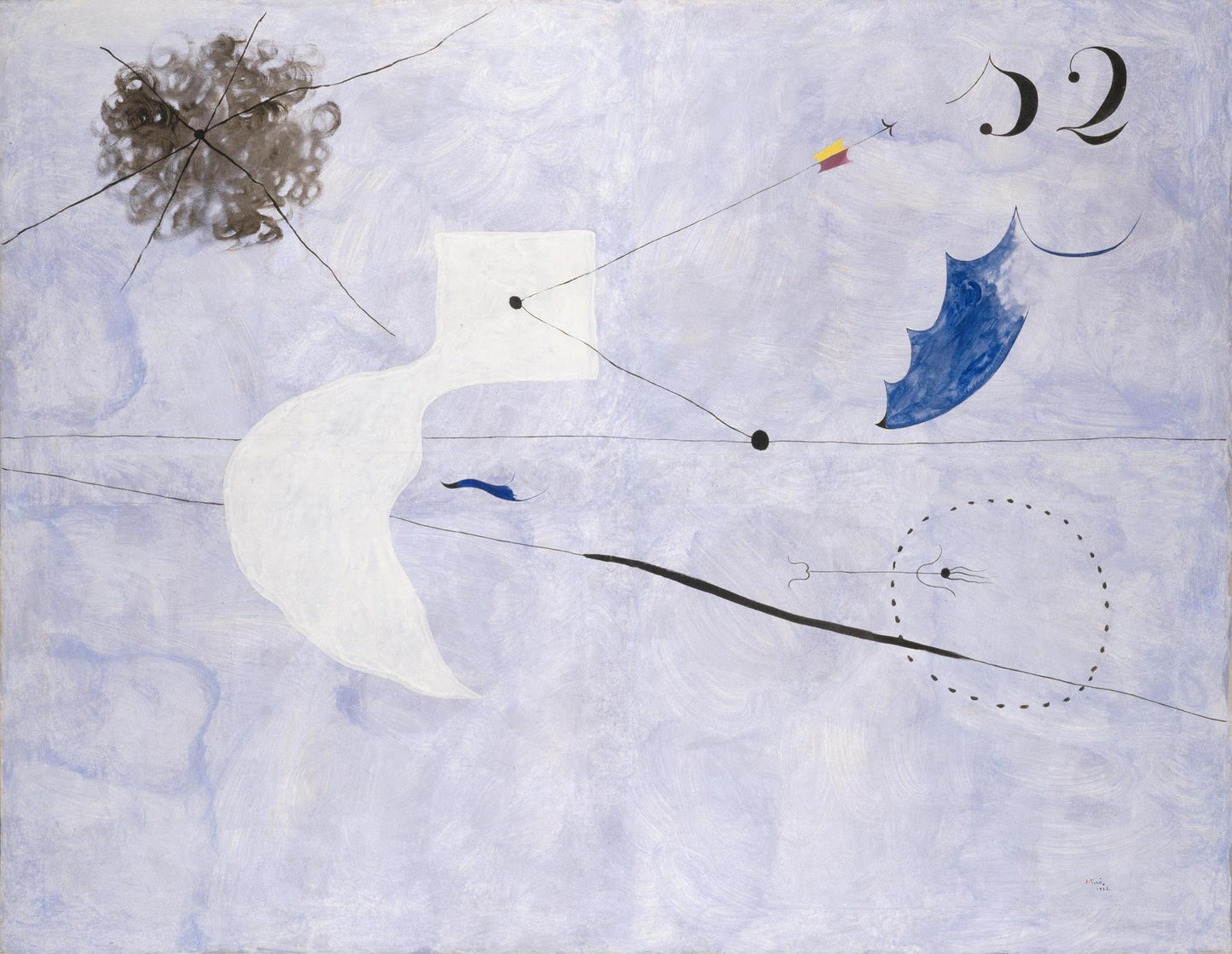 Abstract art piece with geometric shapes and lines on a light blue background