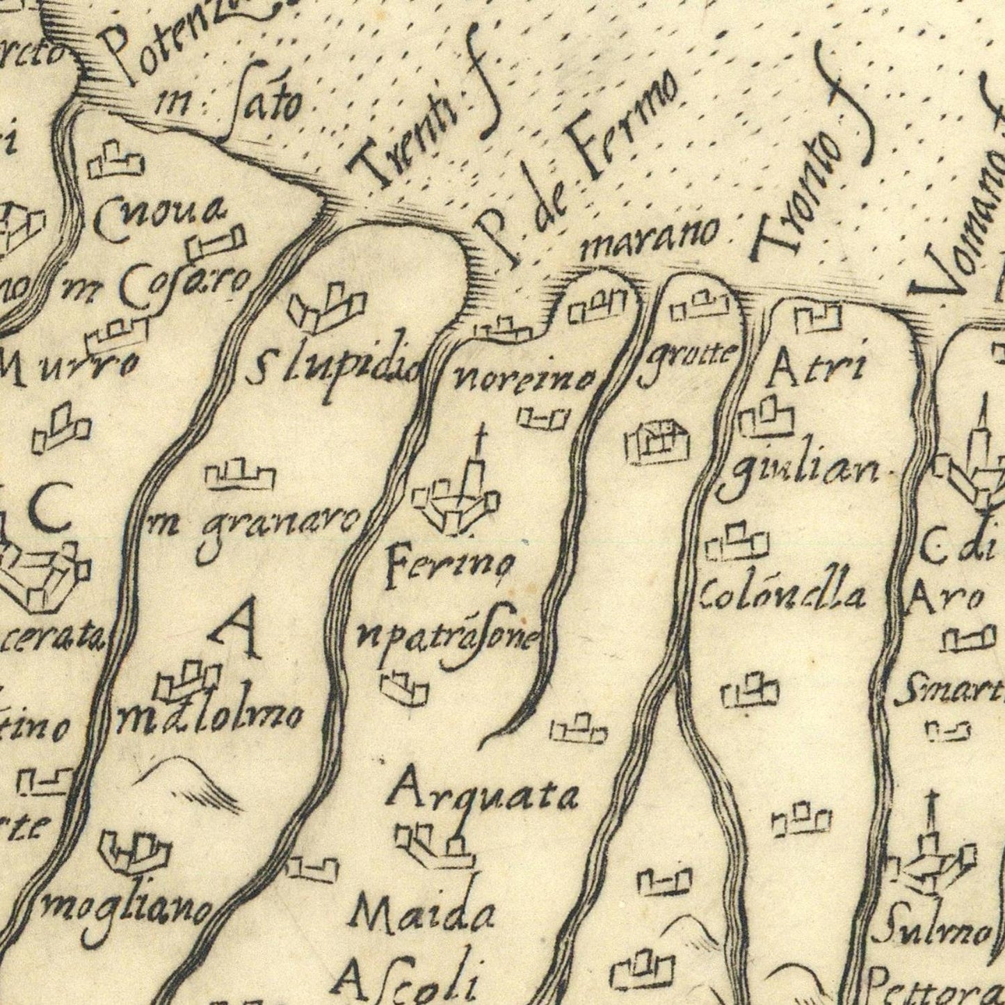 Vintage map with handwritten text and symbols