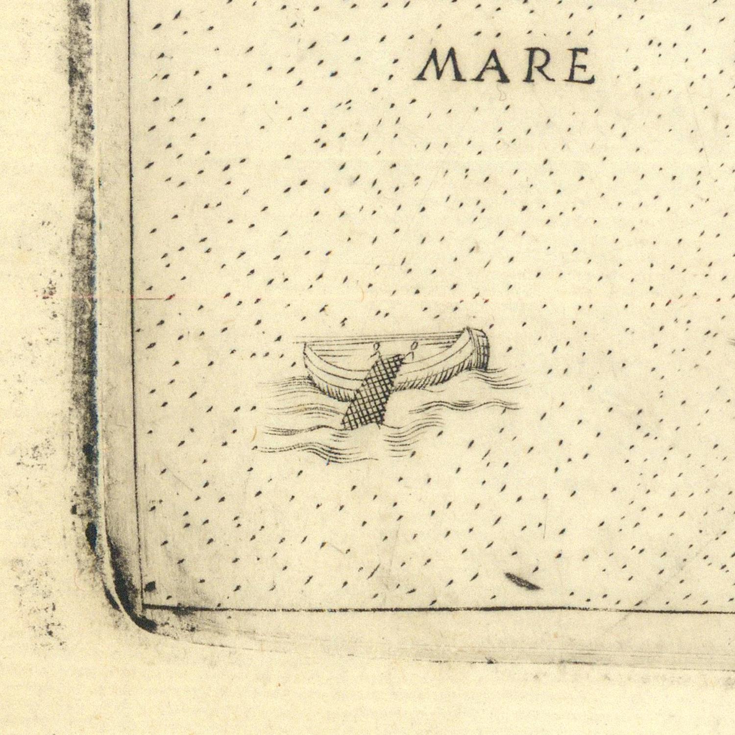 Vintage illustration of a ship on water with 'Mare' text above, on a beige background.